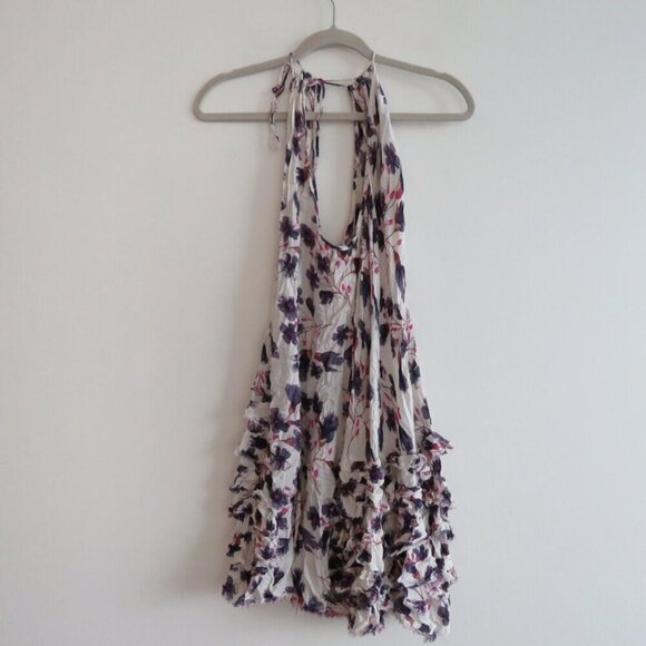 INTIMATELY FREE PEOPLE Flow Feathers Floral Ruffle Dress Boho Fairy Beach Size M - Picture 2 of 13
